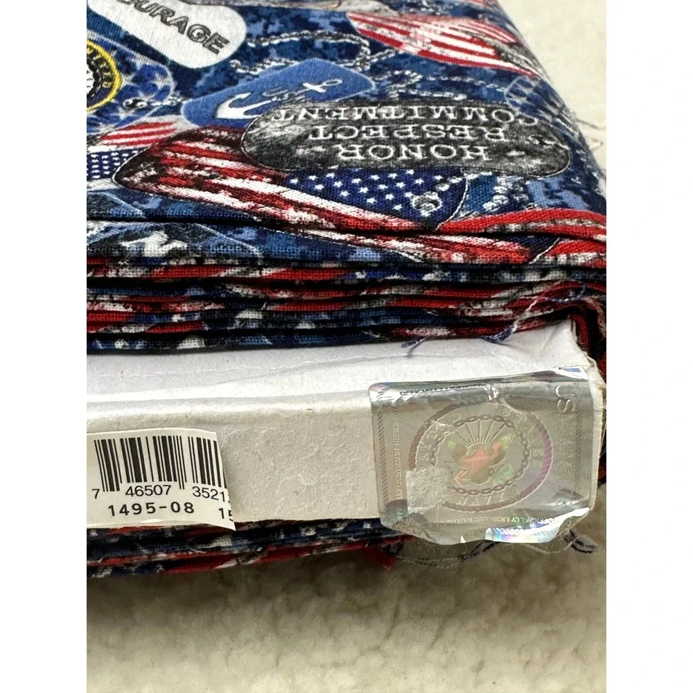 US Navy Fabric Sykel Enterprises Dog Tags Flags Blue Camo Cotton Pattern 1254